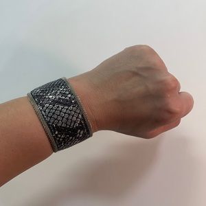 Snakeskin faux silver and leather bracelet